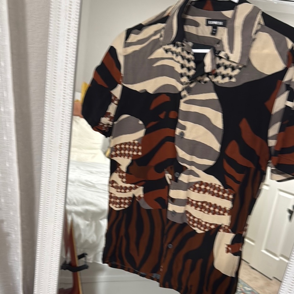 Express Animal Print Button-Up Shirt